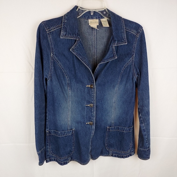 Vintage St. John's Bay Blue Jean Denim Long Sleeve Button Up Jacket Size M - Picture 1 of 9